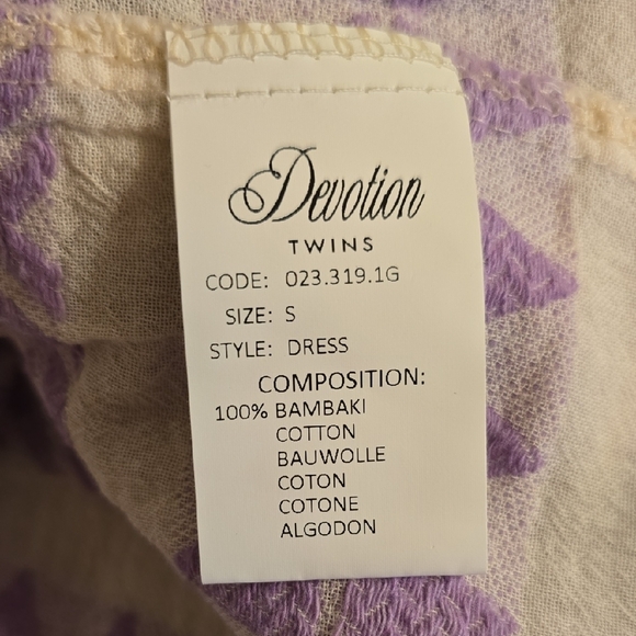 Devotion TWINS Lavender and Cream Long Sleeve Dress - Picture 9 of 16